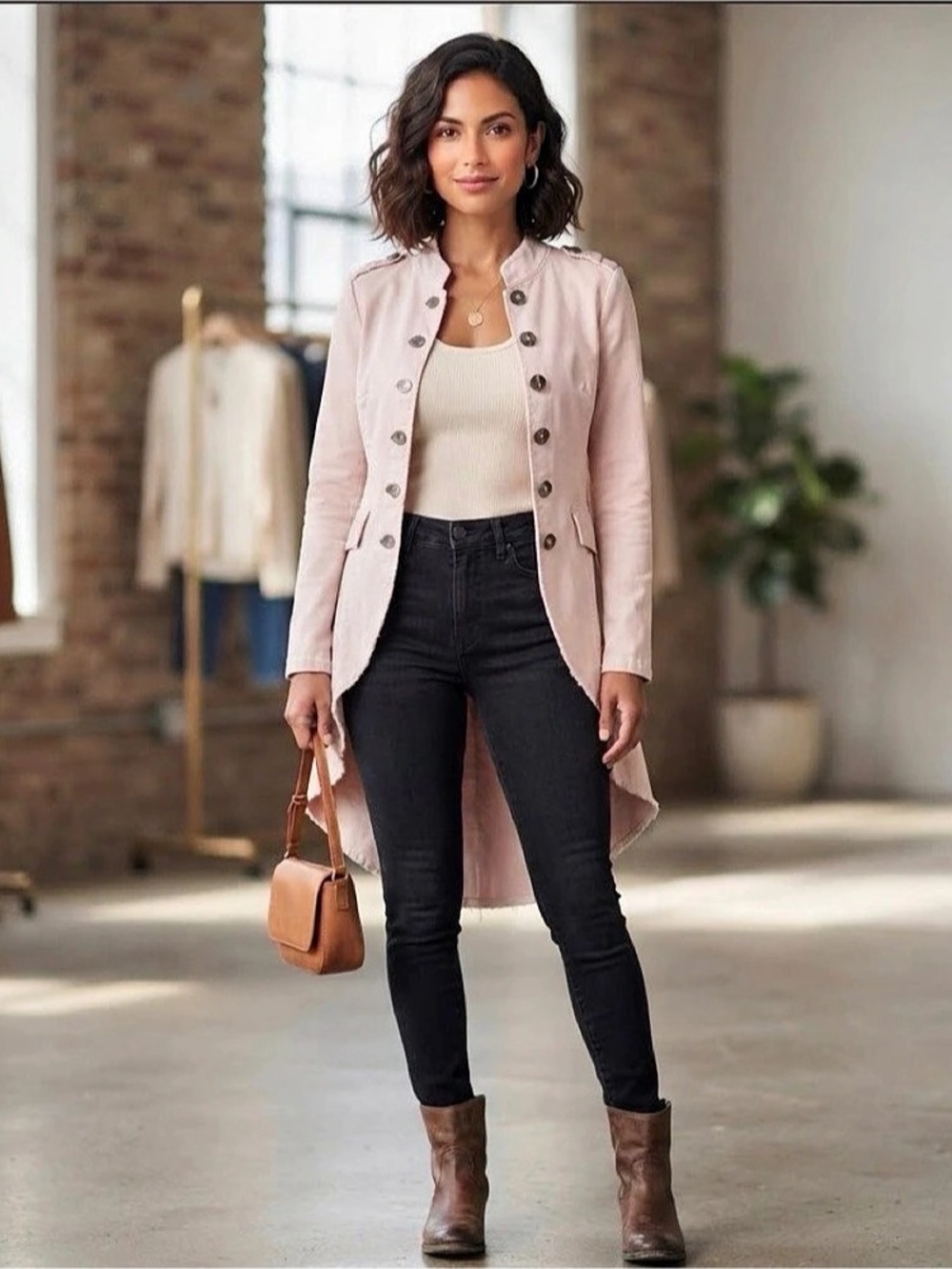 Suzy D London Women Pink Cotton Blend Military Jacket Coat Size S Made in Italy